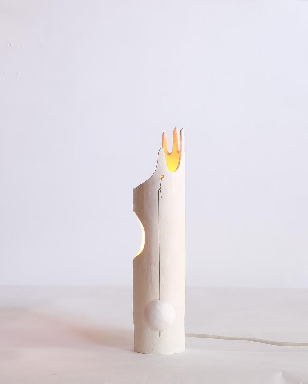 Nico Lamp, Sculptural Contemporary Hand-Built Ceramic Table Lamp in Matte White For Sale 3