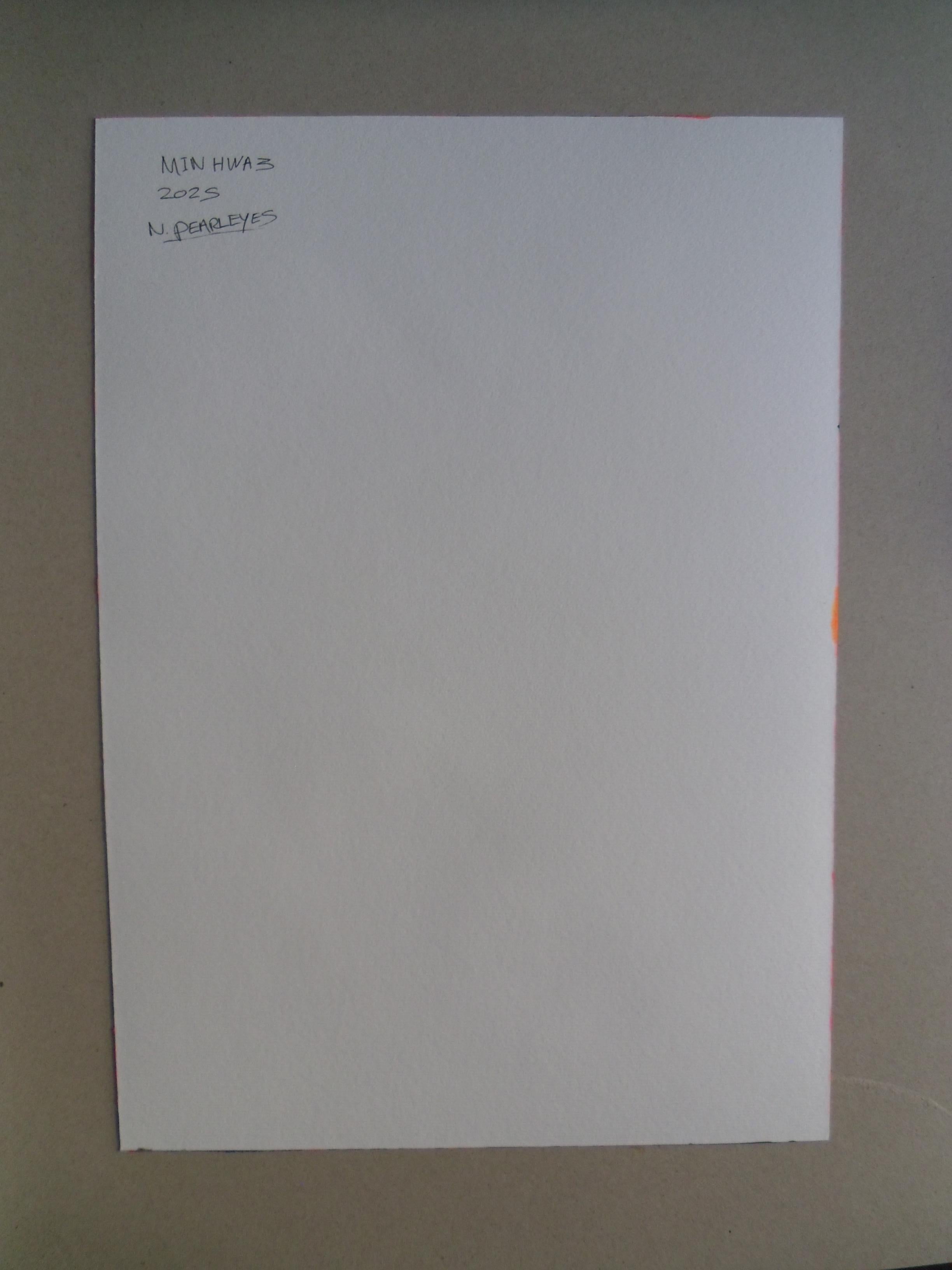 Acrylgemälde auf Fabriano-Papier mit Tiger Elster und surrealem Himmel,  