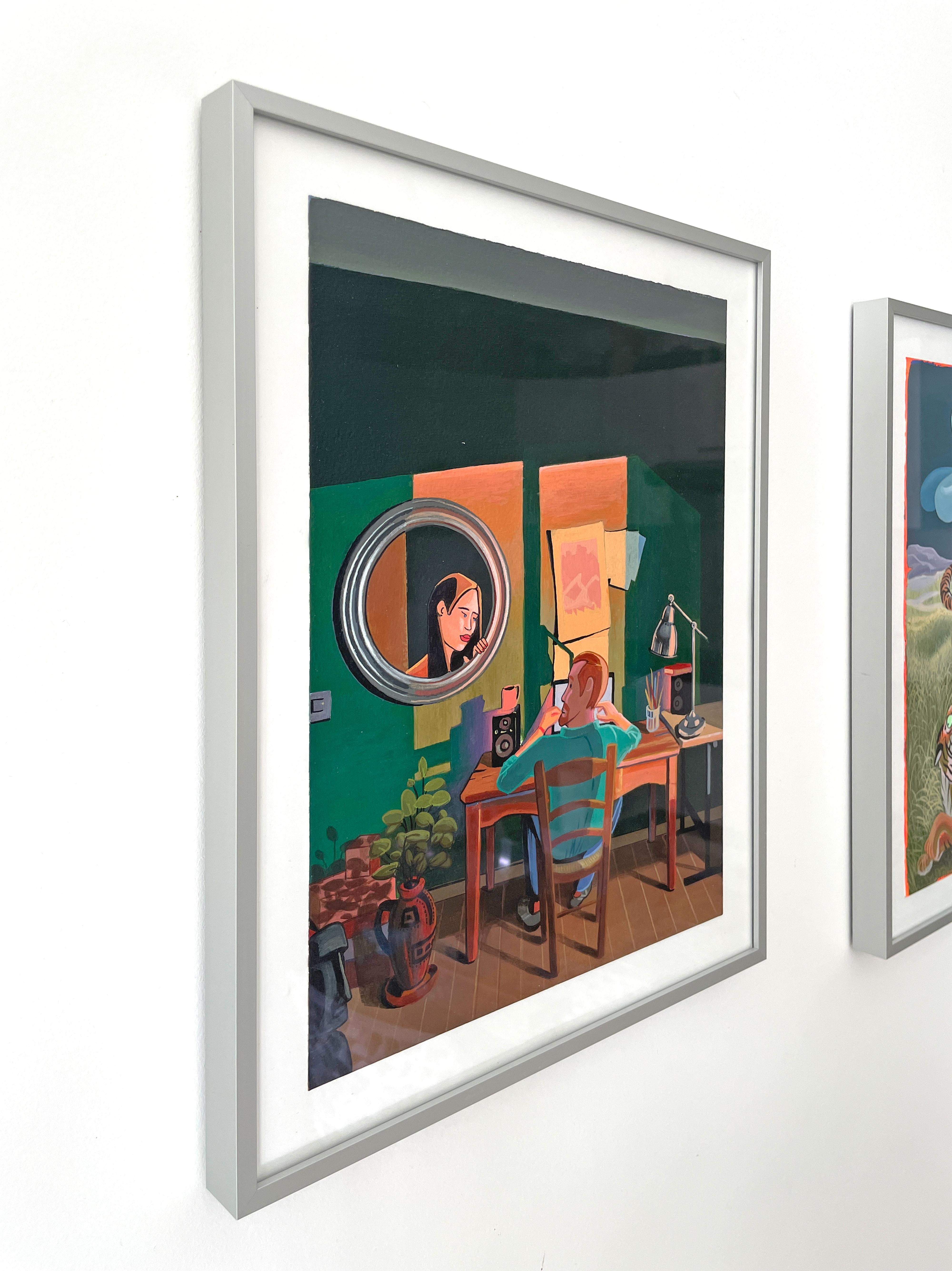 This acrylic painting on 300 g/m² paper captures one of Nico Pearleyes’ most intimate and psychological compositions. Synchronicity explores the mysterious interplay between coincidence and meaning—the invisible threads that connect events,