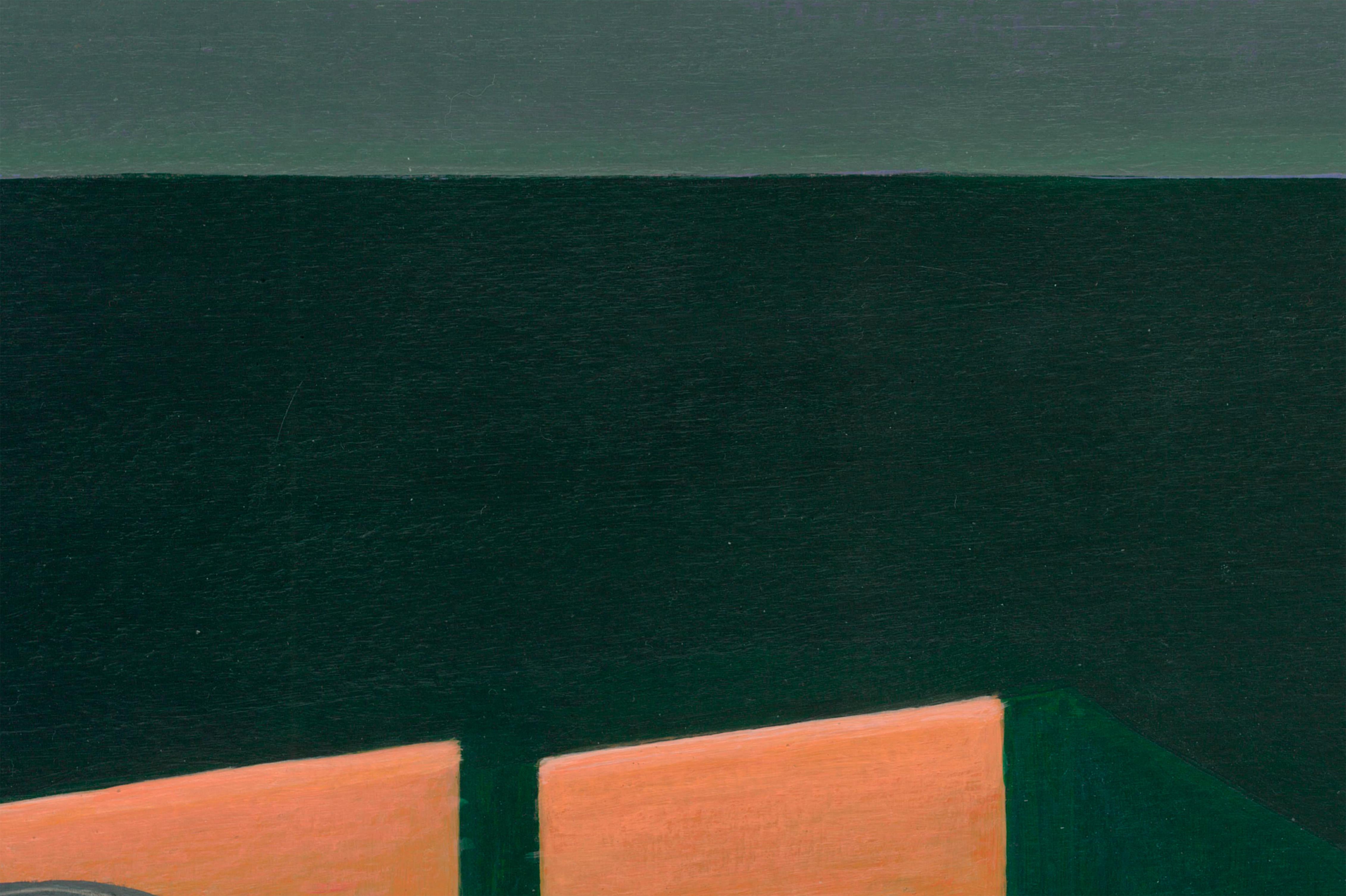 Acrylic Painting on Paper with Interior Scene and Mirror Reflection. Framed im Angebot 5