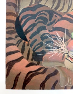 Zeitgenössische Tiger Malerei Acryl auf Fabriano Papier mit surrealen Muster