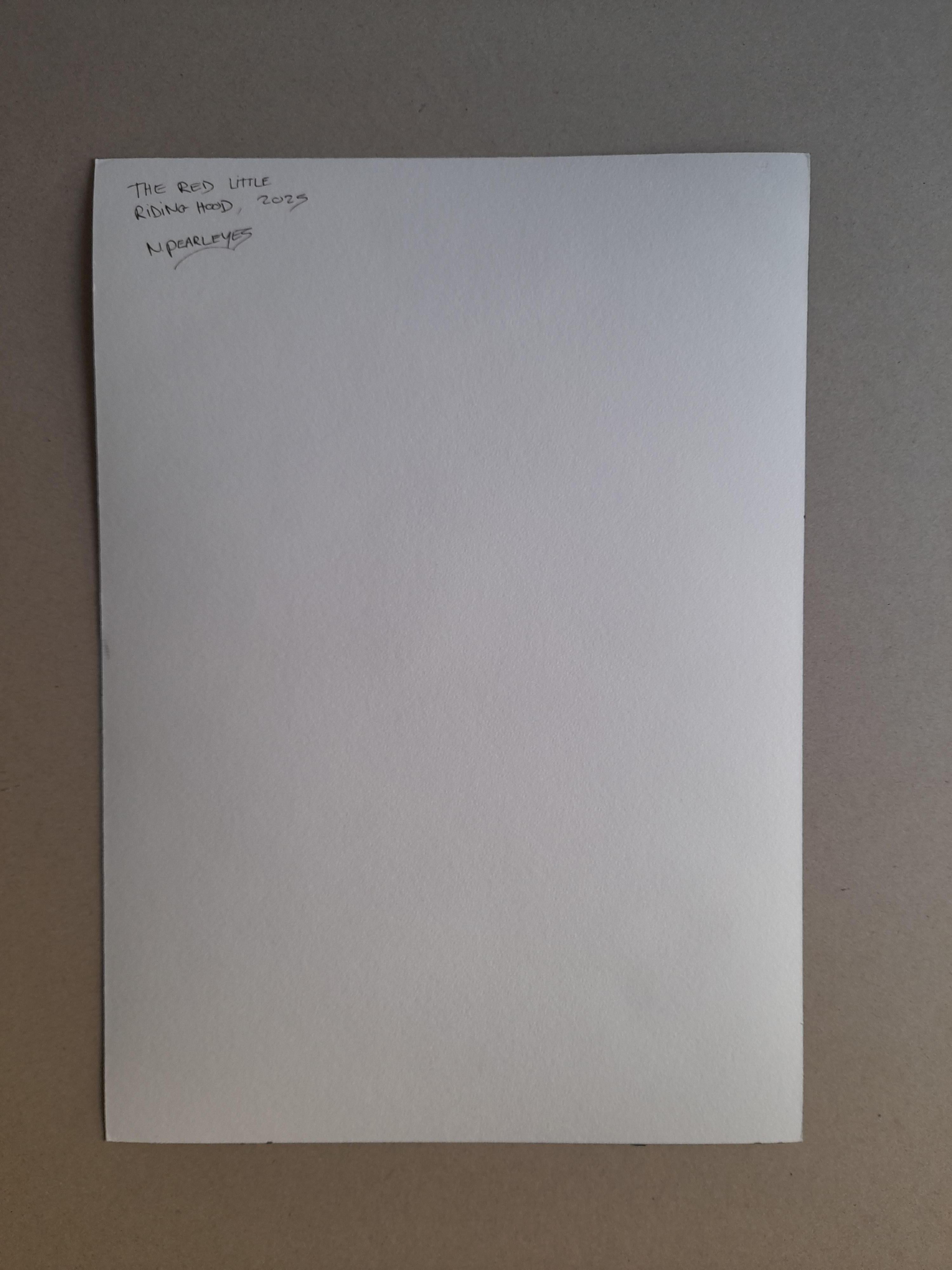 Das Rotkäppchen Acrylgemälde auf Papier mit Wolf und roten Bäumen im Angebot 8