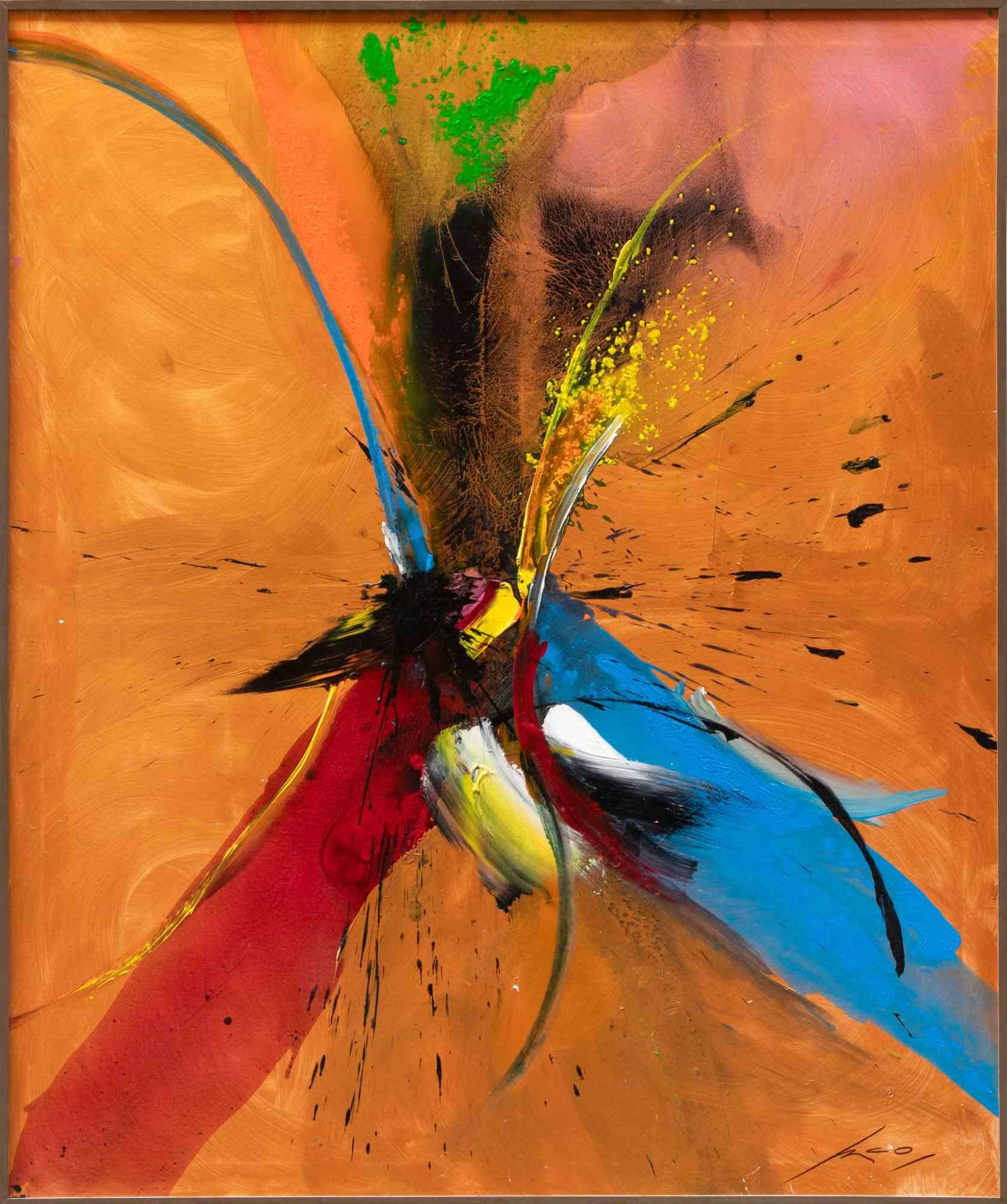 Abstract Composition ist ein zeitgenössisches Kunstwerk des Künstlers Nico Van Lucas.

Gemischtes farbiges Öl und Acryl auf Leinwand.

Handsigniert am unteren Rand.

Unterschrift auf der Rückseite.

Nico Van Lucas ist das künstlerische Pseudonym des