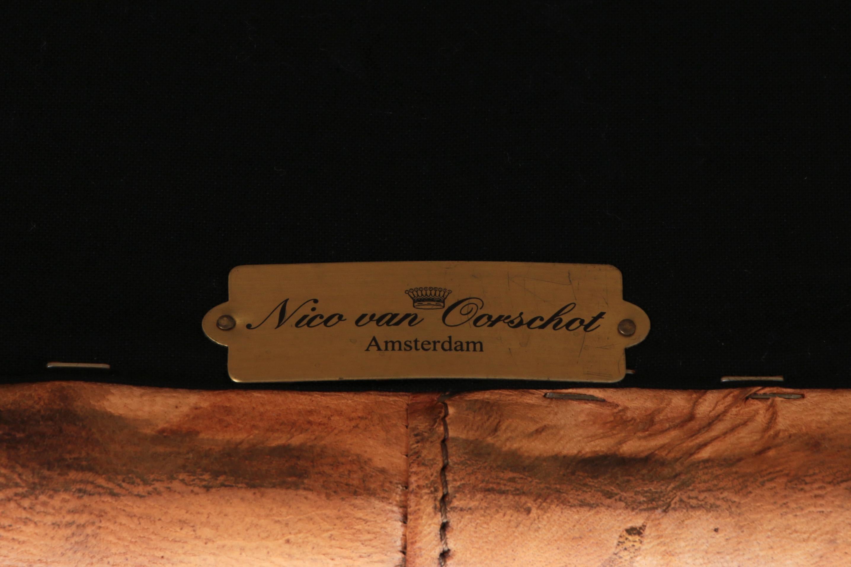 20th Century Dutch Two Seater Tan Sheepskin Leather Sofa Nico Van Oorschot 9