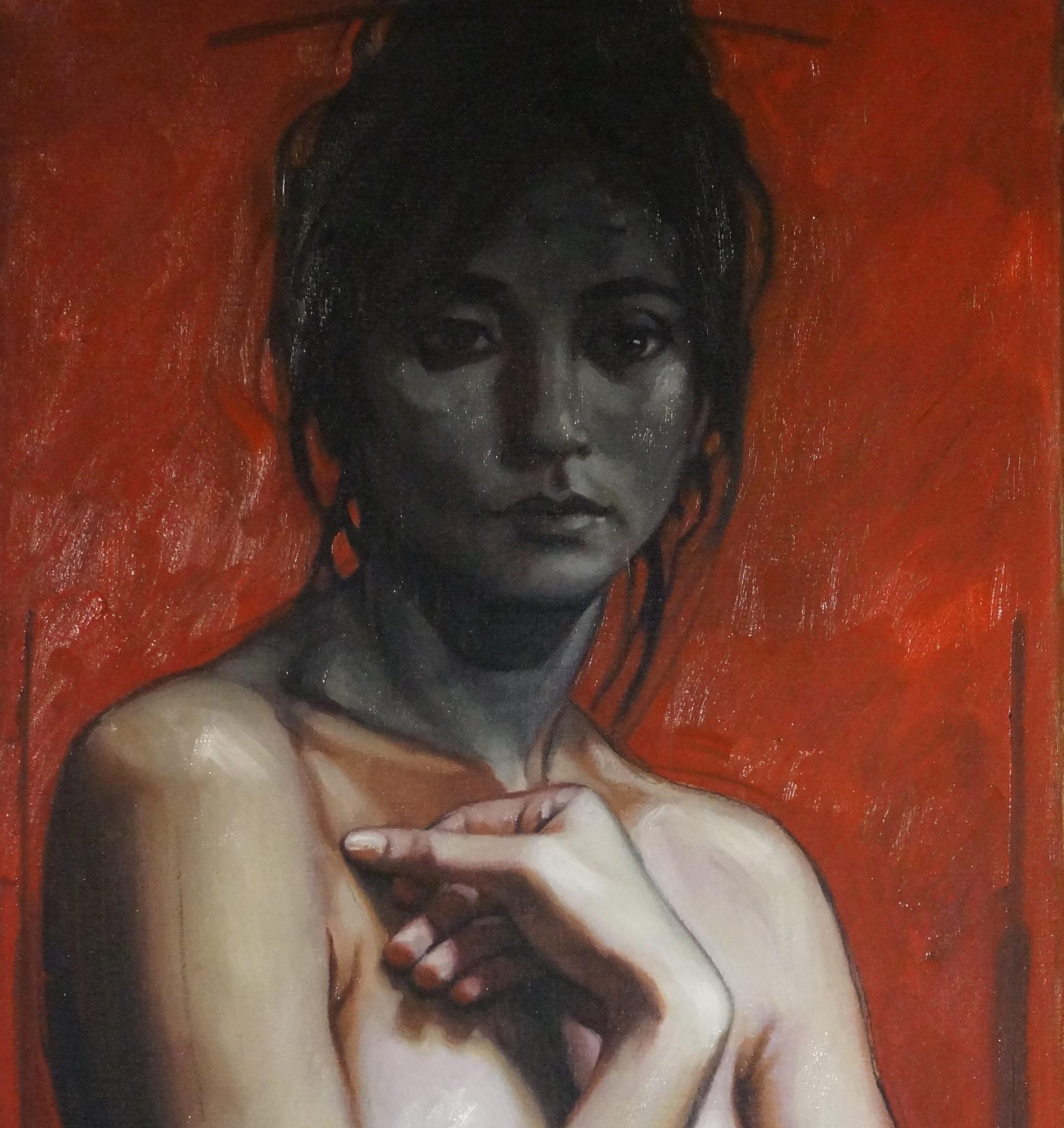 Female Nude, Jeane - Painting by Nico Vrielink