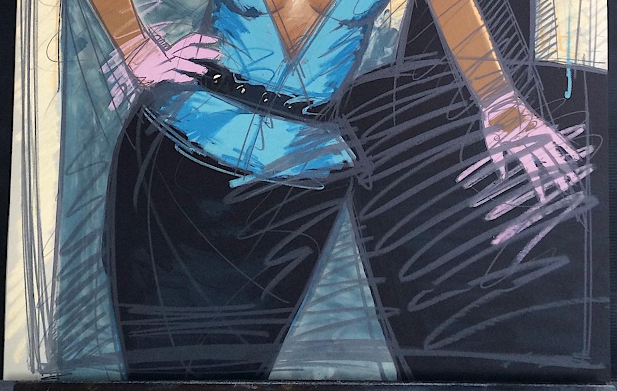 JEANE Litografía Firmada, Retrato de Moda, Mujer Exótica, Gafas de Sol Oscuras, Guantes en venta 1