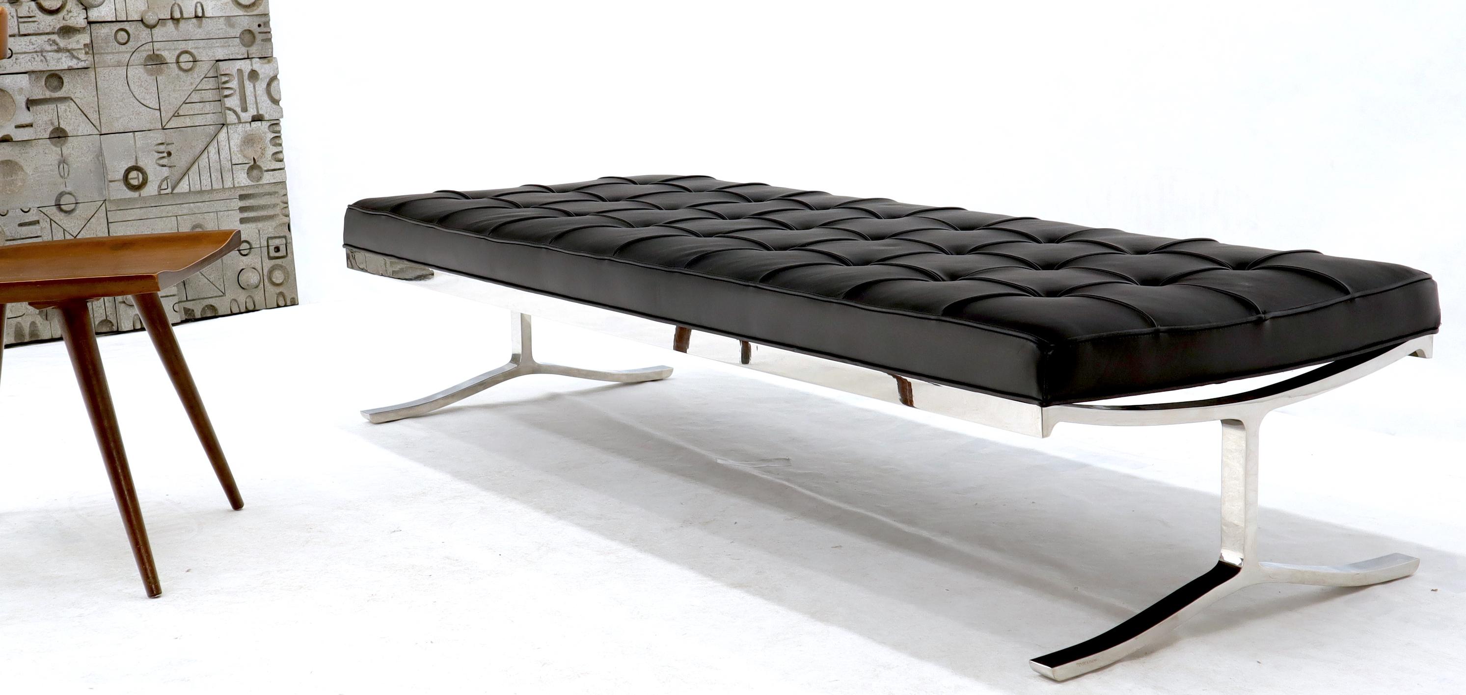 Nico Zographos Chrome and Leather Large Bench Extra Wide Daybed In Excellent Condition In Rockaway, NJ