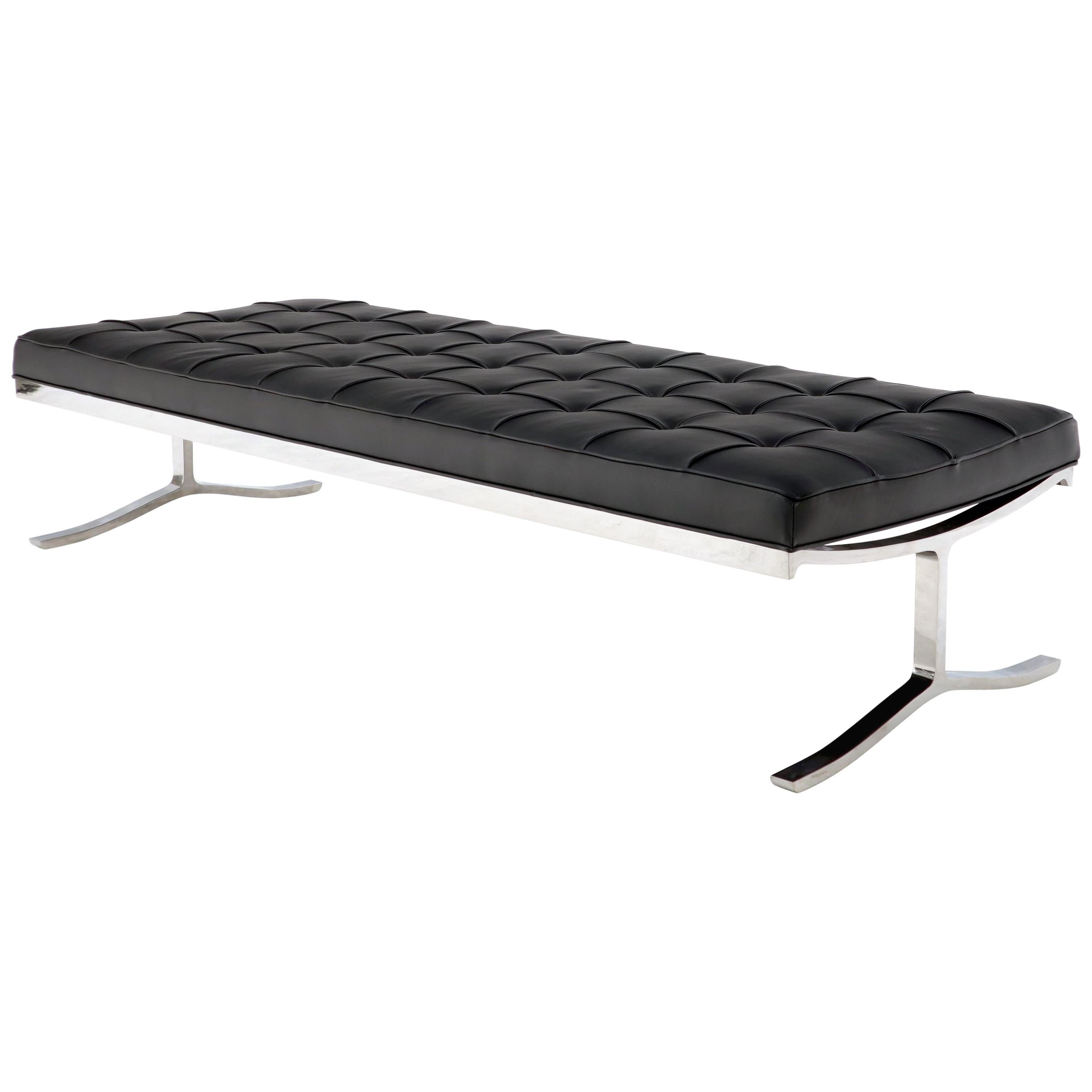 Nico Zographos Chrome and Leather Large Bench Extra Wide Daybed