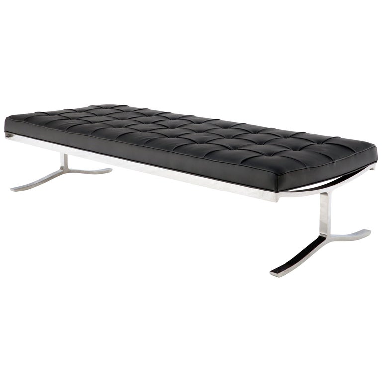 Nico Zographos Chrome And Leather Large, Extra Long Leather Bench