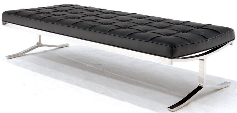 Nico Zographos Chrome And Leather Large, Extra Long Leather Bench