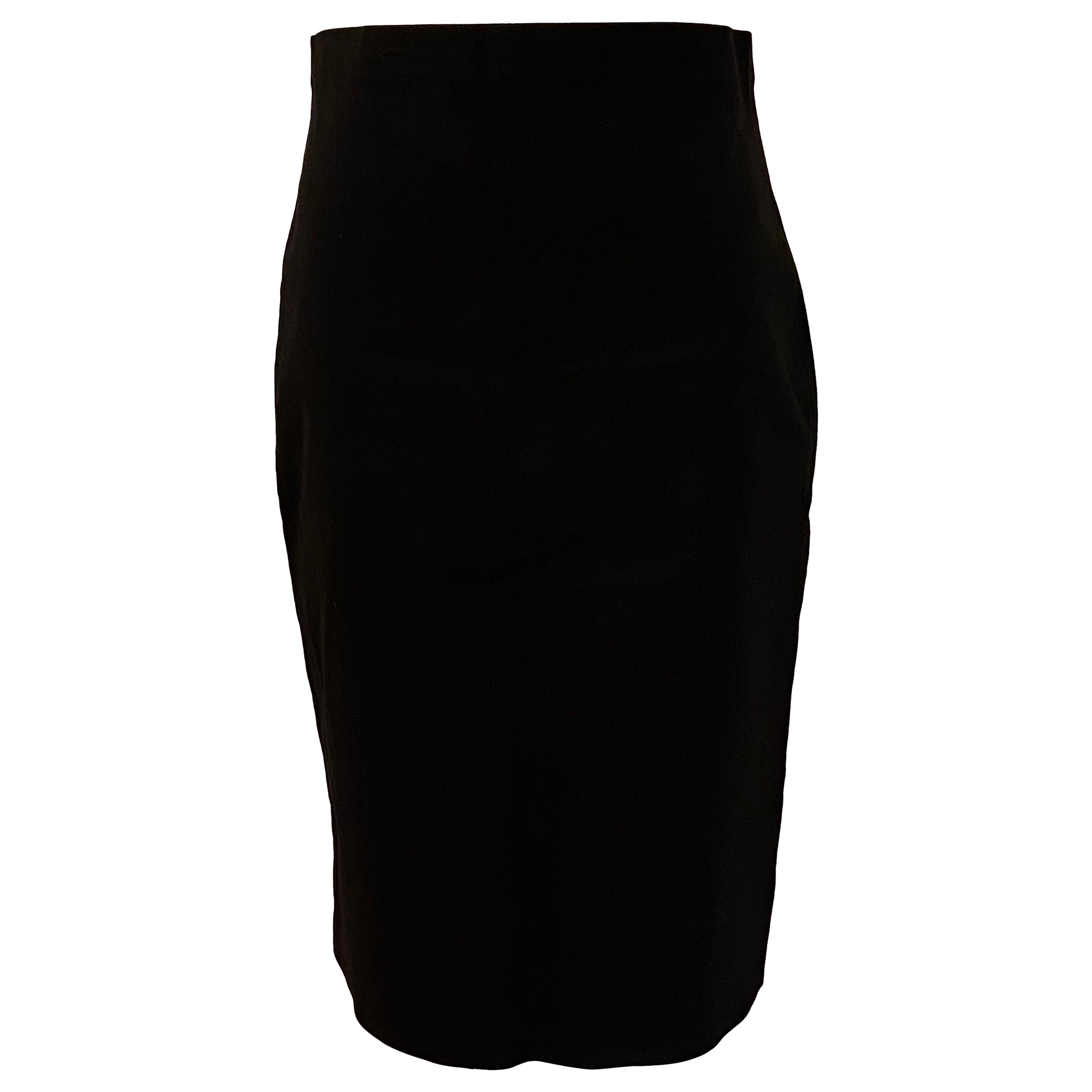 Nicol Caramel Wonderfully Rich Medium-Weight Black Spandex-Blend Pencil Skirt (jupe crayon noire en mélange de spandex)