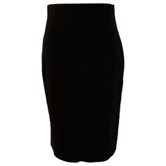 Nicol Caramel Wonderfully Rich Medium-Weight Black Spandex-Blend Pencil Skirt (jupe crayon noire en mélange de spandex)