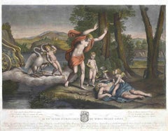 Venus se arroja del carro - Aguafuerte de N. Aureli-Siglo XIX
