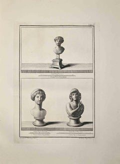 Ancient Roman Busts - Etching by Nicola Billy - Late 18 Century