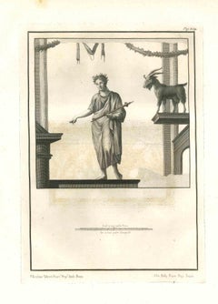 Scène de vie romaine antique - gravure originale de Nicola Billy - 18ème siècle