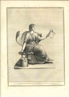 Statue romaine antique - gravure originale de Nicola Billy - 18ème siècle