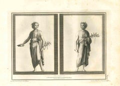 Ancient Roman Statues - Original Etching by Nicola Billy - 18th Century