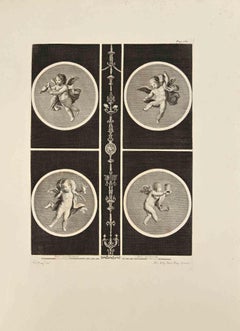 Gravure « Cupidon in Four Seasons » de Nicola Billy, 18ème siècle