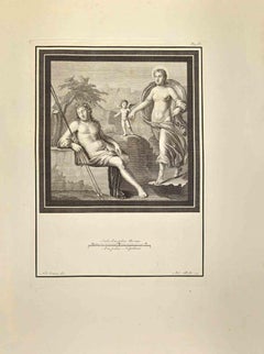 Diana und junger Hirte – Radierung von Nicola Billy – 18. Jahrhundert