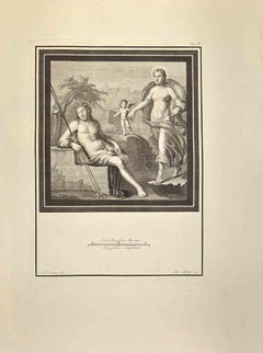 Diana e il giovane pastore - Acquaforte di Nicola Billy - XVIII secolo