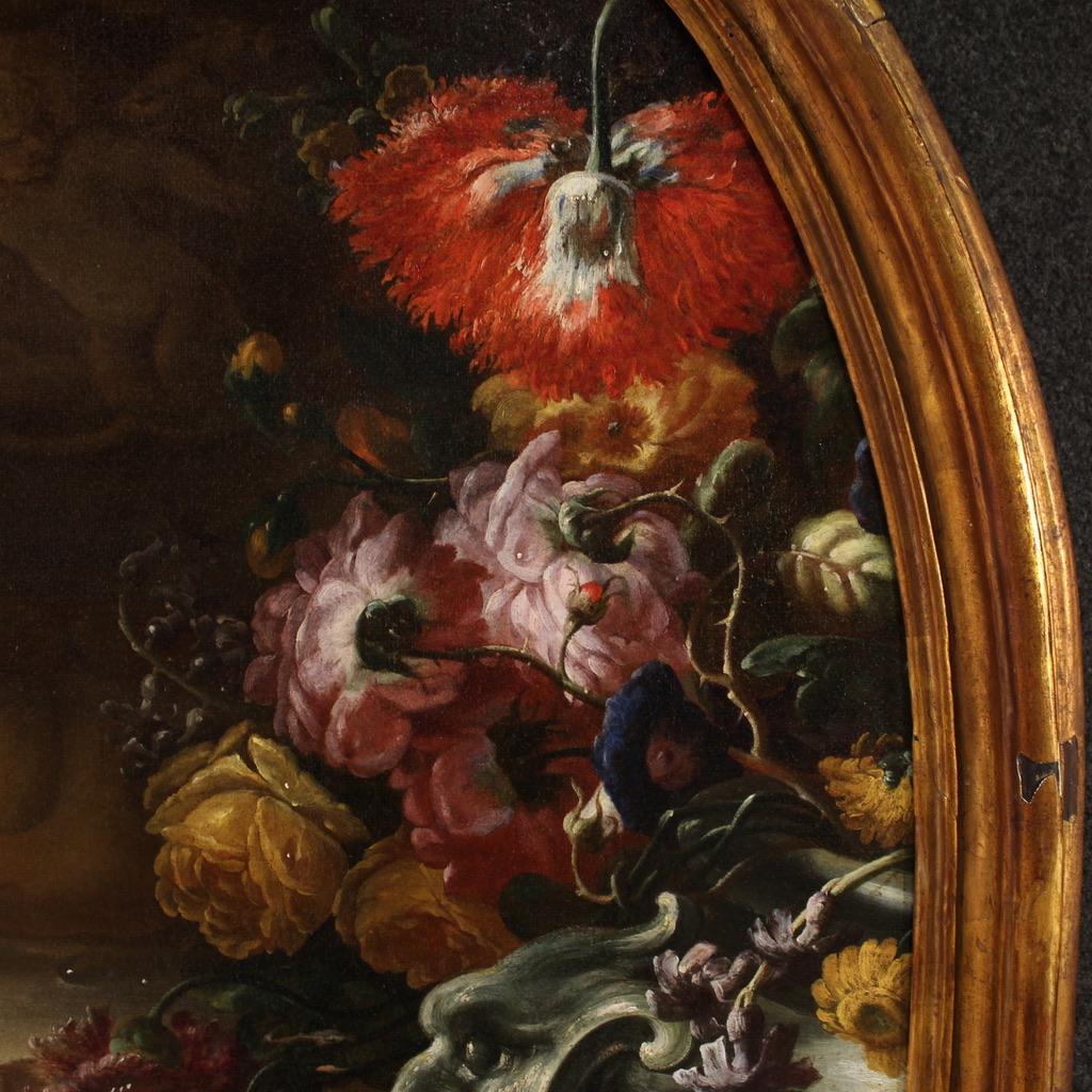 óleo sobre lienzo del siglo XVIII Pintura antigua italiana de bodegón, 1710 9