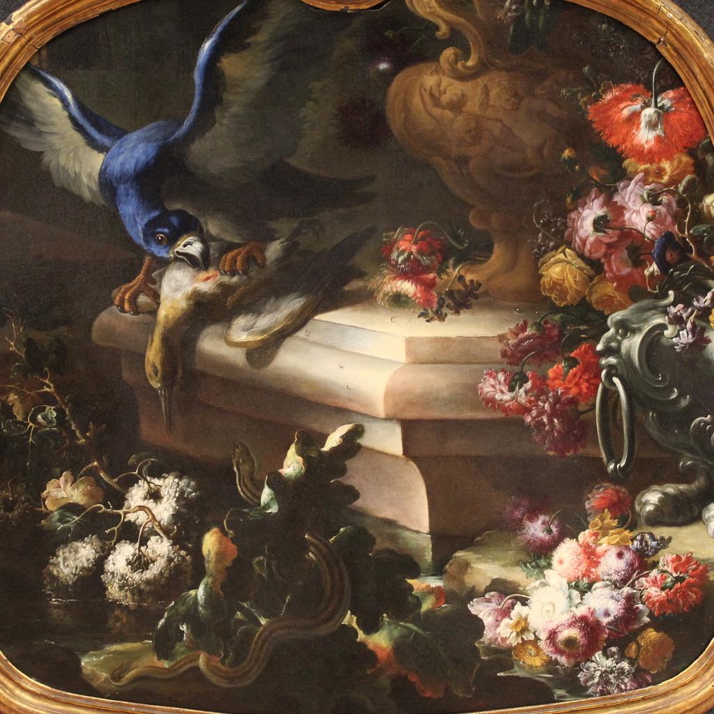 óleo sobre lienzo del siglo XVIII Pintura antigua italiana de bodegón, 1710 - Painting de Nicola Casissa