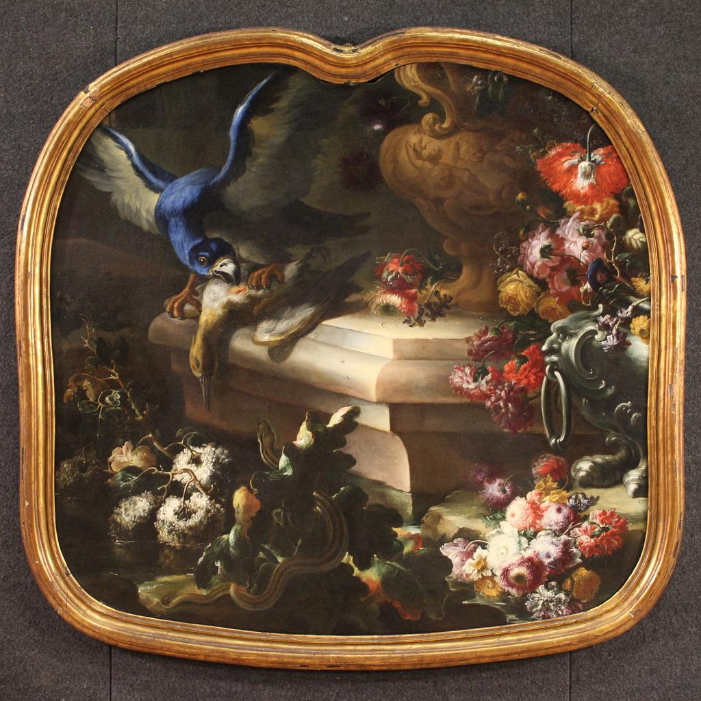 Still-Life Painting de Nicola Casissa - óleo sobre lienzo del siglo XVIII Pintura antigua italiana de bodegón, 1710