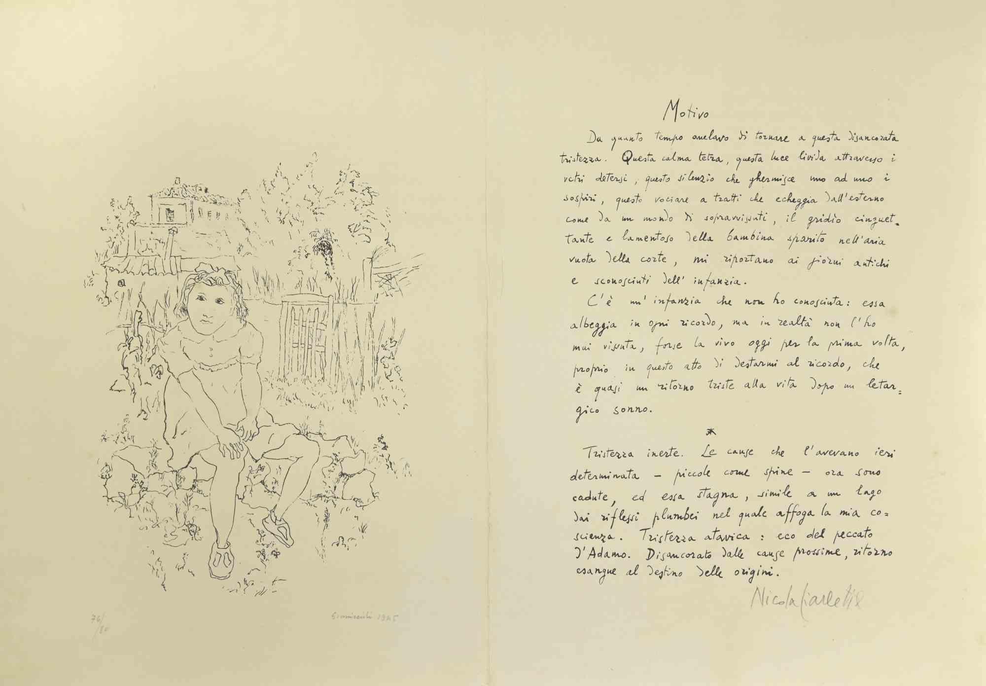 Figurative Print di Nicola Ciarletta and Giovanni Omiccioli - La storia "Ragione" - Litografia di Nicola Ciarletta e Giovanni Omiccioli - 1945