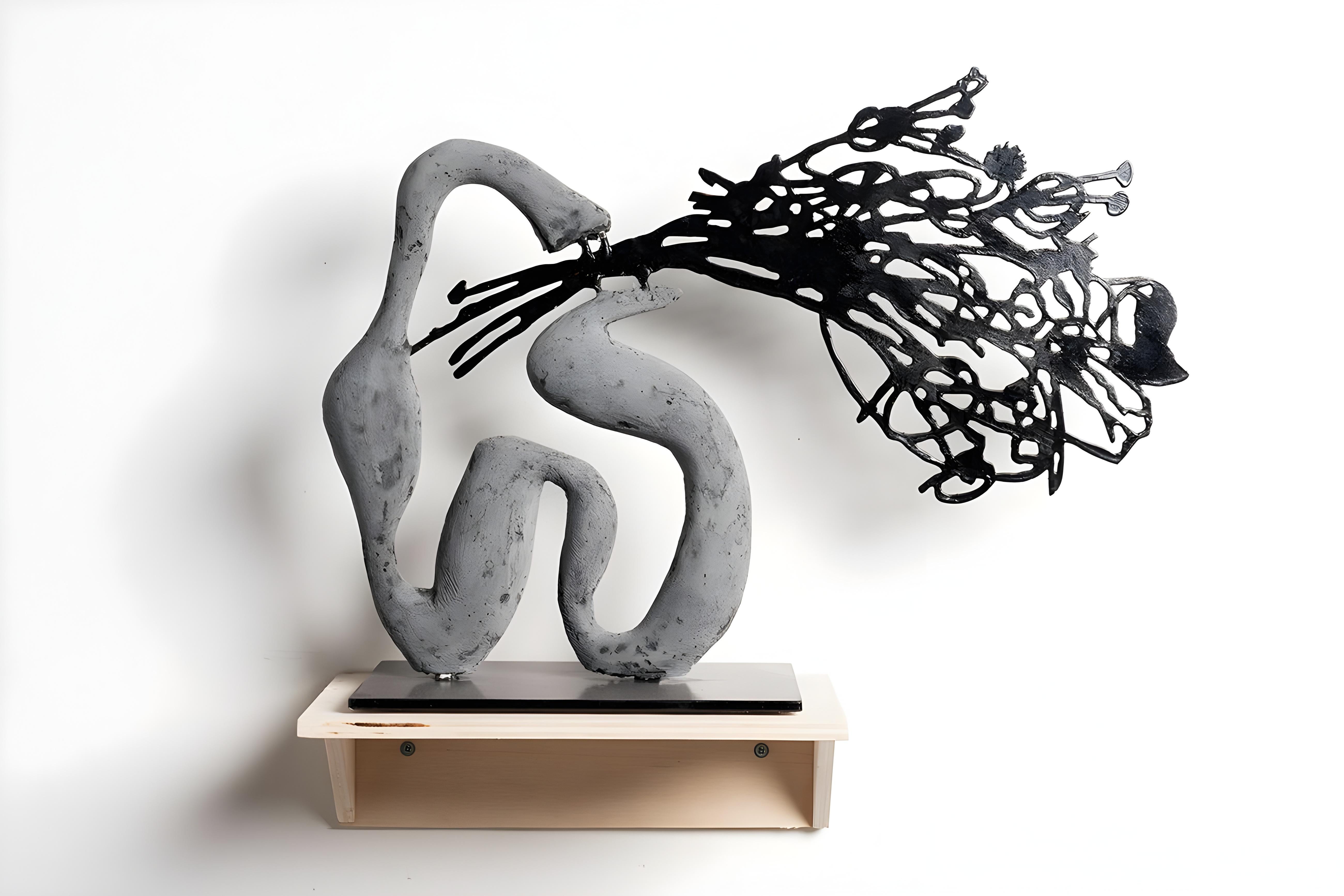 Black Flower Nº 3: Sculpture, Iron and Plaster, Contemporary, 2025