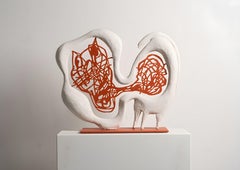 Meine Katze: Abstrakte Skulptur aus Gips, Emaille, Eisen, 2010+, Neu, 46cm