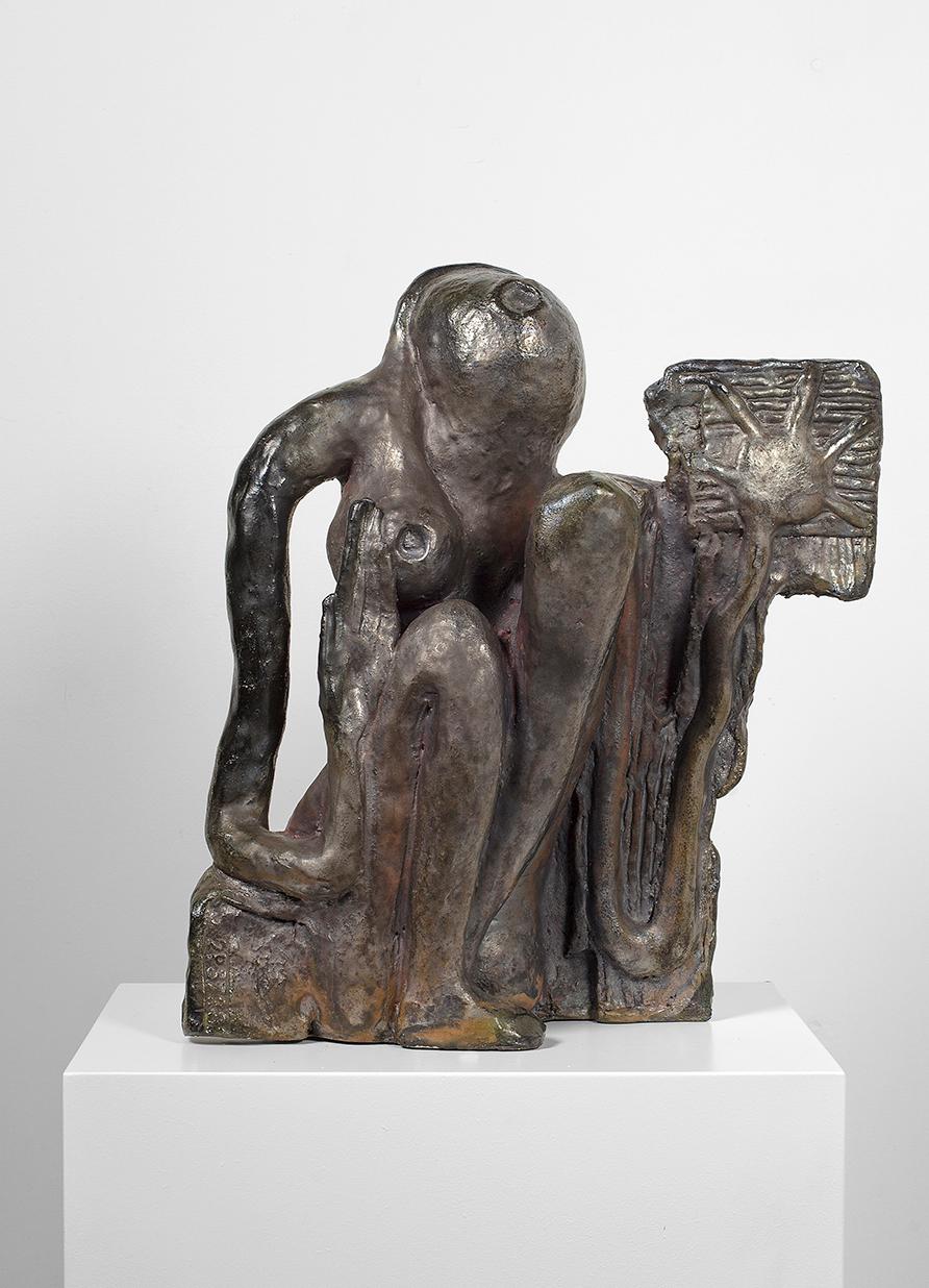 Nicola Cucchiaro Abstract Sculpture - Untitled Raku Sculpture