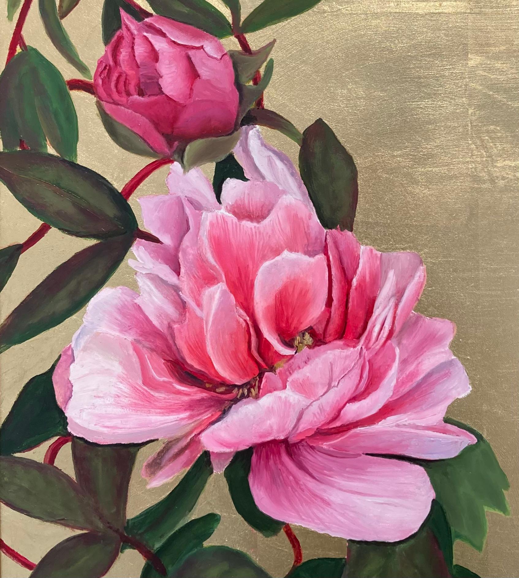 This painting is Inspired by a tree peony at Spetchley
Park Gardens whereartist is currently Artist in Residence.

Oil painting on board with imitation gold leaf
20 x 16 in

