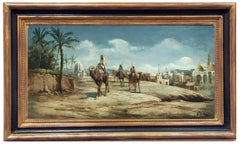 ARABIAN LANDSCAPE - Nicola de Marco Italian oil on canvas painting