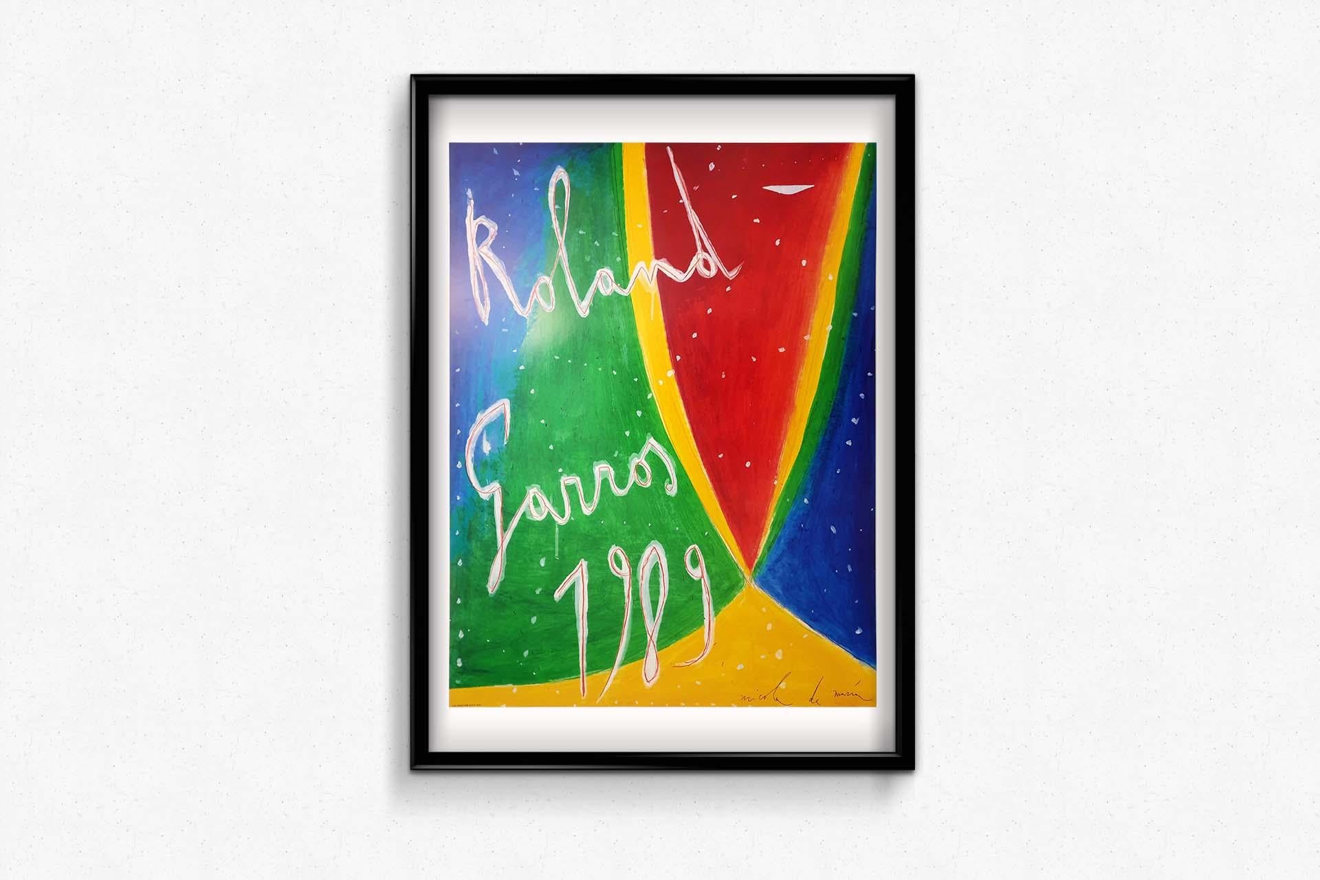 In the realm of sports advertising and poster art, Nicola de Maria's 1989 original poster for the Roland Garros Tennis Tournament stands as a masterpiece of vibrant creativity and artistic expression. This poster not only promotes a prestigious