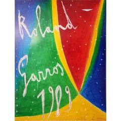 Poster originale di Nicola de Maria del 1989 per il torneo di tennis Roland Garros