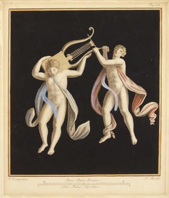 Gravures colorées à la main du 18e siècle représentant Herculaneum Frescos  par Nicola Fiorillo