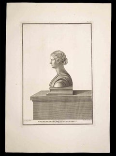 Antike römische Büste - Original-Radierung von Nicola Fiorillo - 18. Jahrhundert