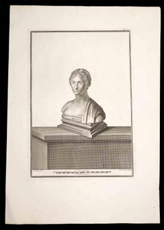 Ancient Roman Bust - Original Etching by Nicola Fiorillo - 18th Century