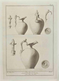 Ancient Roman Jars - Etching by Nicola Fiorillo - 18th Century