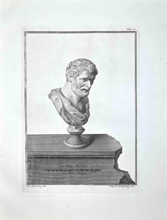 Profile of Ancient Roman Bust - Etching by Nicola Fiorillo - Late 18 Century