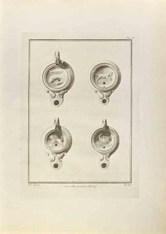 Signes du zodiaque sur les lampes - gravure par  Nicola Fiorillo - XVIIIe siècle