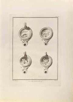 Zodiac Signs On Lamps - Etching by  Nicola Fiorillo - 18th Century