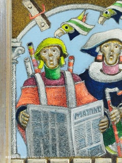 PERSONAGGI - Olio su masonite, Nicola Gambedotti, 1970