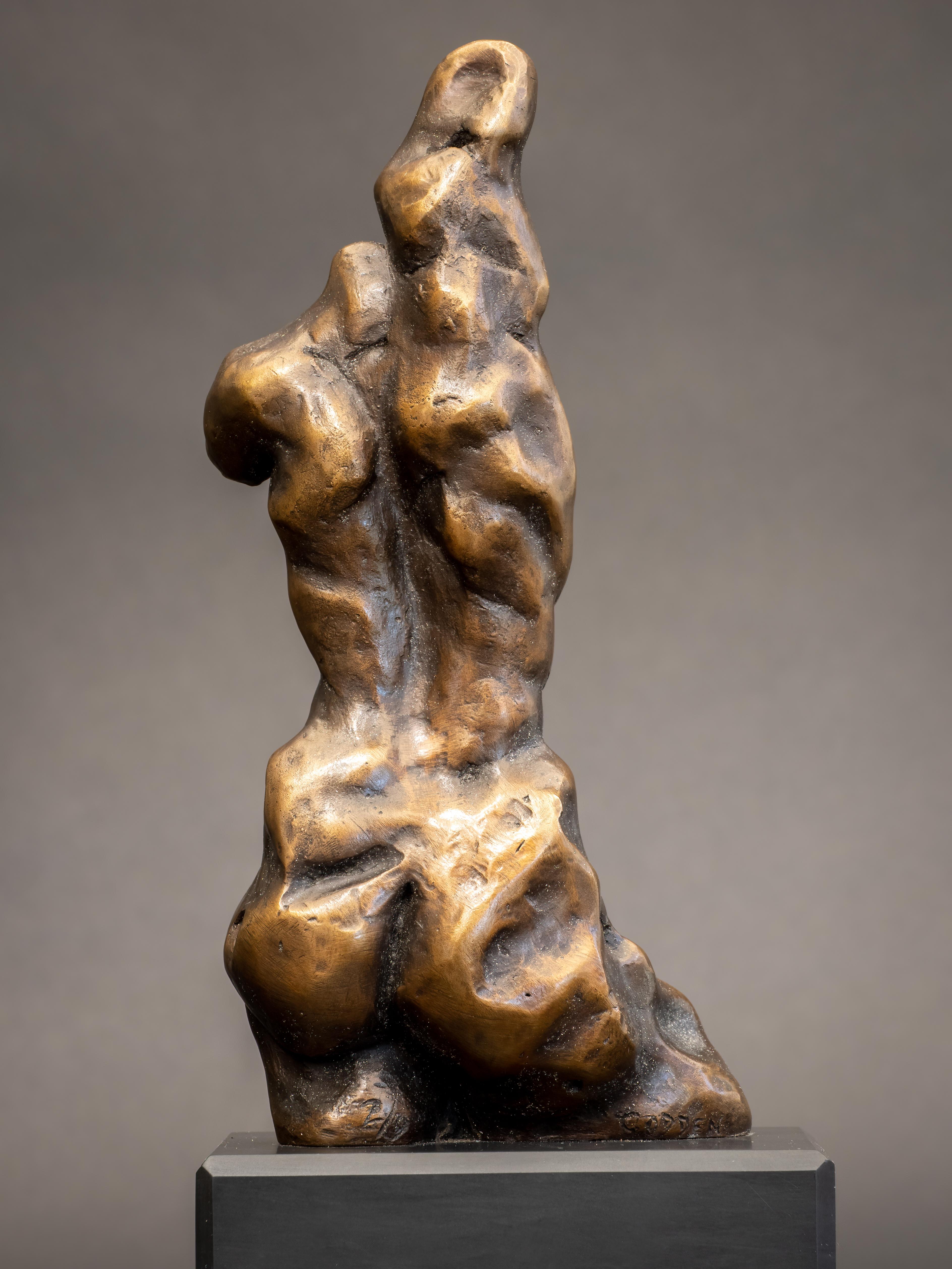 Adam II-original figurative bronze sculptures-artworks for sale-contemporary Art - Gold Figurative Sculpture by Nicola Godden