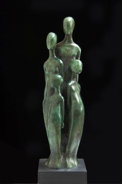 La Famille-scultura figurativa originale in bronzo-opera d'arte in vendita-contemporanea