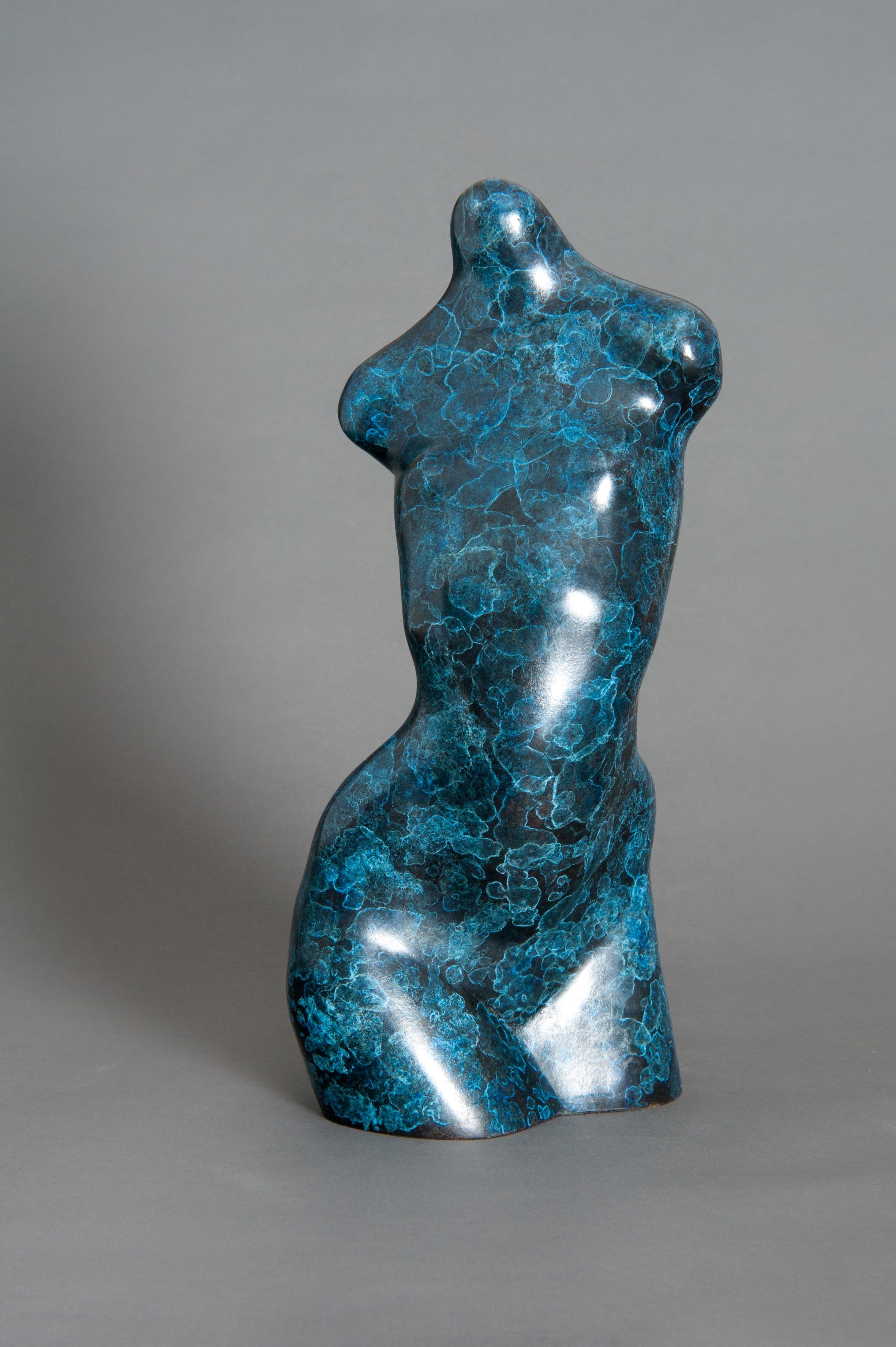 Torse Torsade Blue - sculpture féminine originale en bronze à vendre - Art contemporain