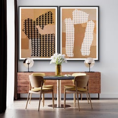 Femmage, Monochromes Diptychon Original Abstrakte Minimalistische Kunst, Geometrische Kunst