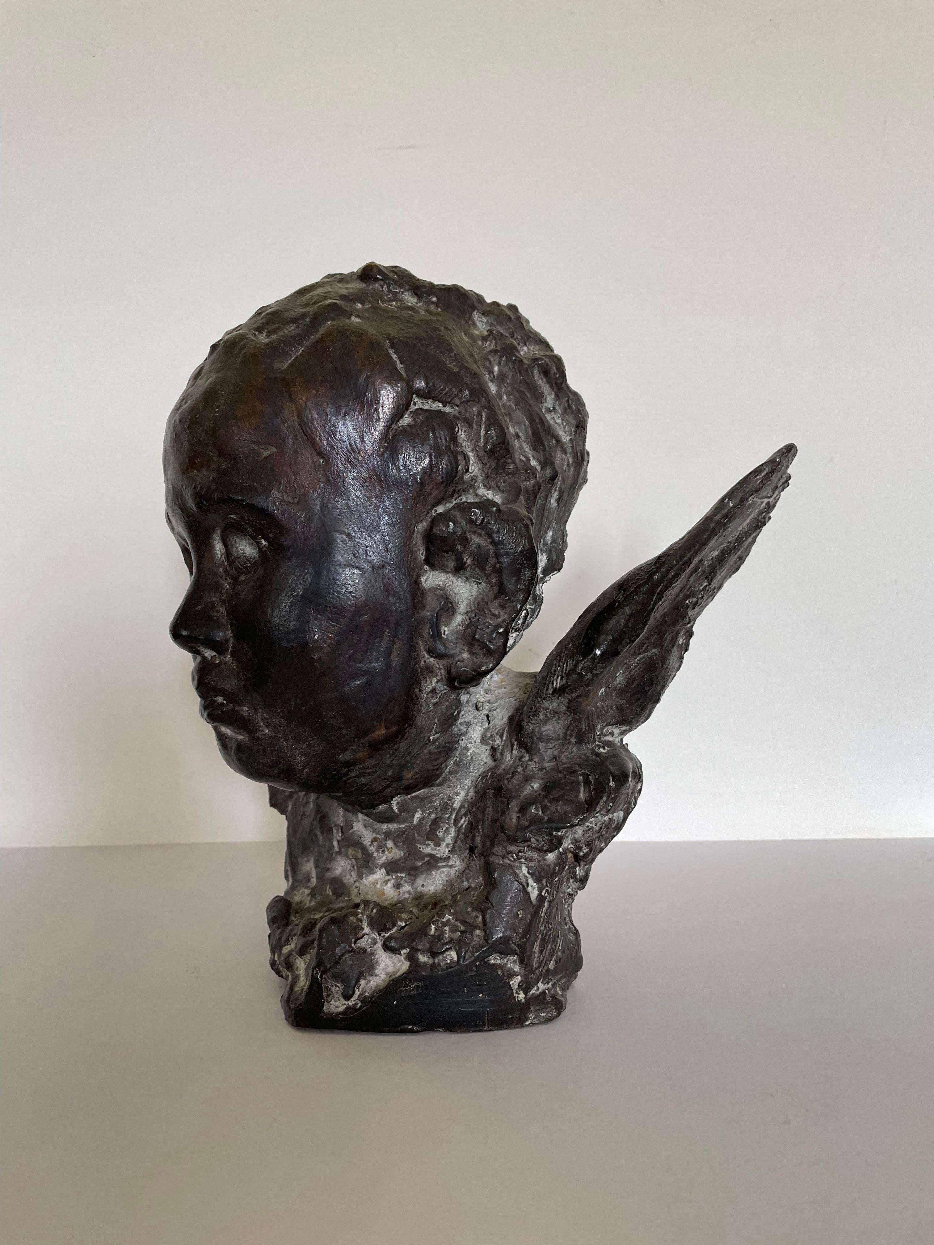 Mrs Samuelson's Baby Angel - Contemporary British Bronze bust by Nicola Hicks For Sale 1