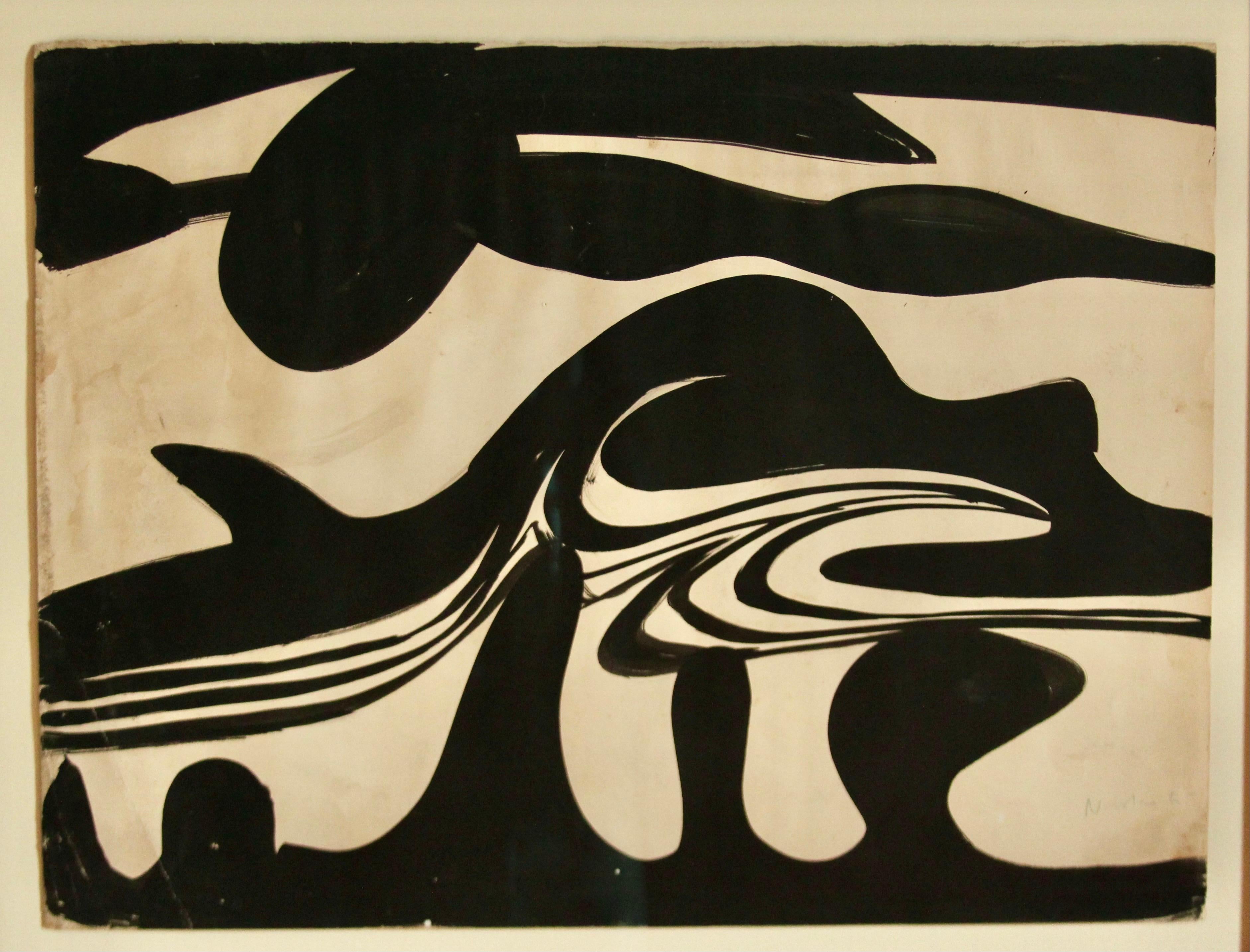 Mid-Century moderno I.L.A. Firmato Pittura modernista originale senza titolo, 1965 in vendita