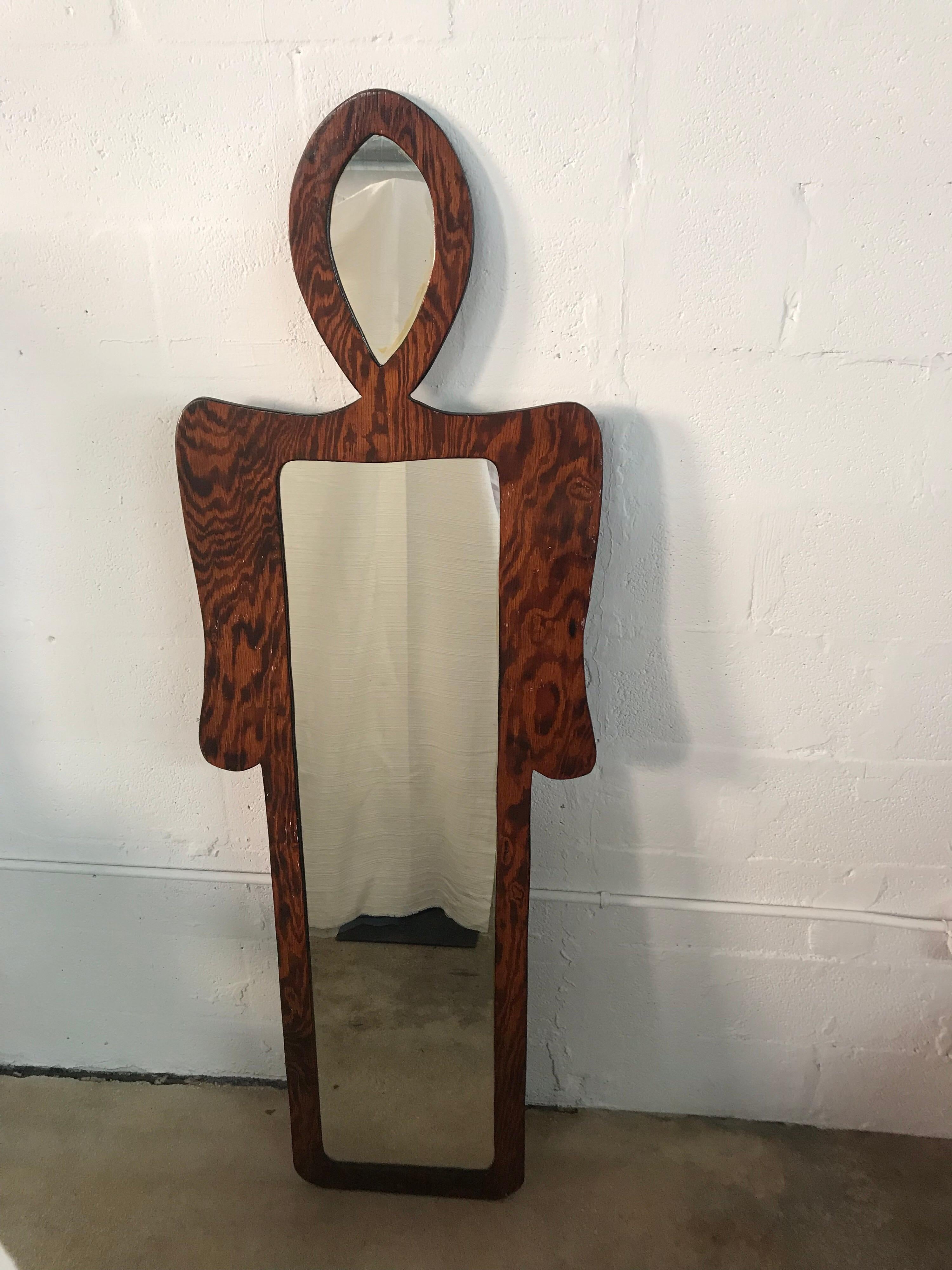 Mid-Century Modern Post Modern Figural Full Length Floor or Wall Mirror, USA, Circa 1980s For Sale